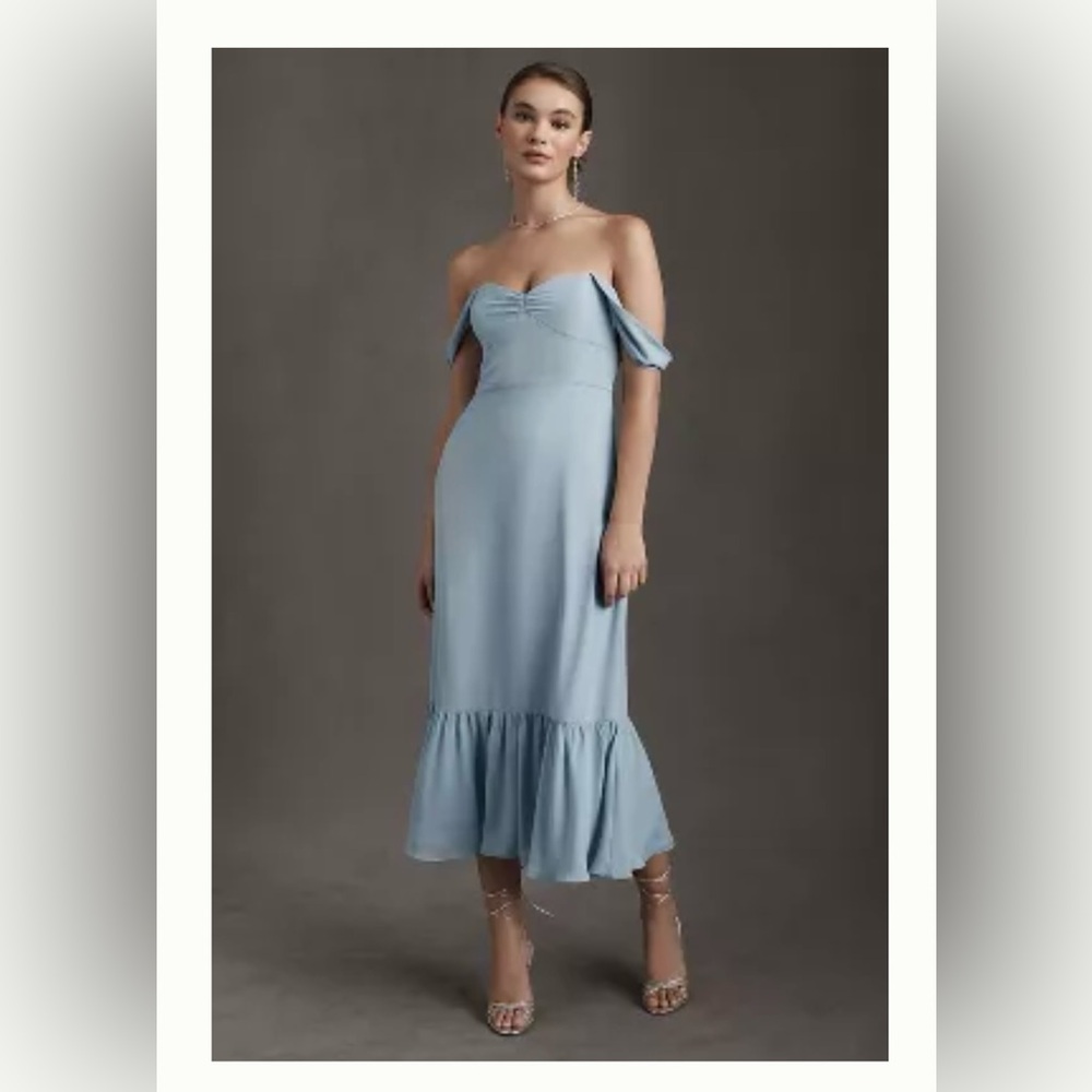 BHLDN Munroe Georgette Dress in Storm Blue Sz 8